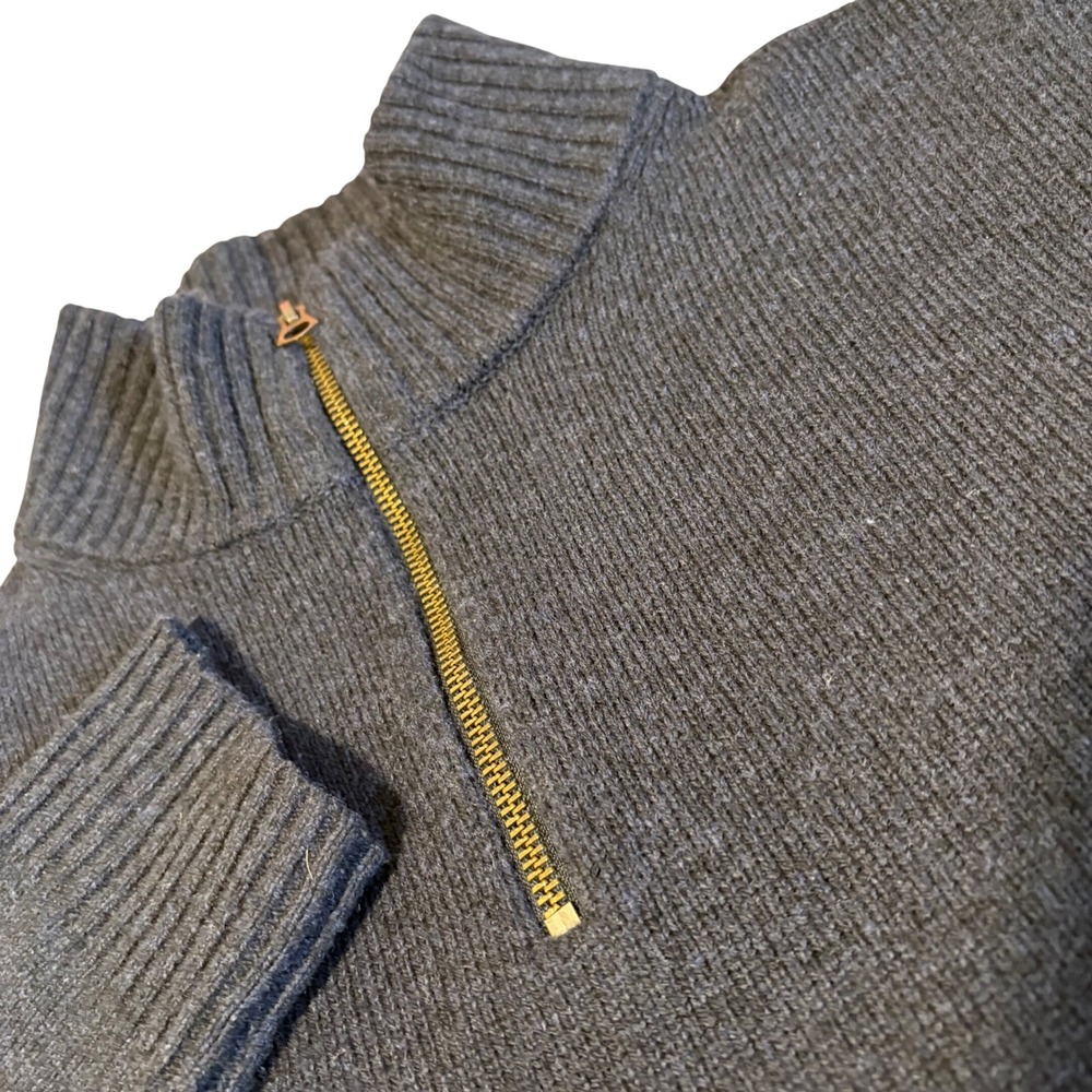 J. Crew Sweater Mens L Navy Blue Merino Wool Blend Quarter Zip J7612‎